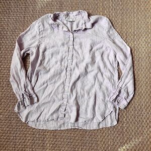 J Jill Love Linen shirt Womens Large Lilac Long sleeve Button Up Coastal Beachy